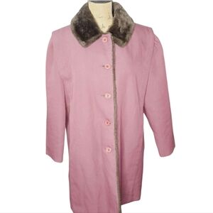 Vintage 1970s Mob Wife Mauve Pink Faux Fur Quilted Lining Winter Coat